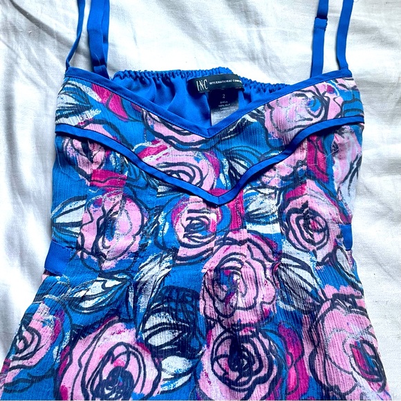 Modern Floral Print Spaghetti Strap Blouse INC International Concepts Size 2 - Picture 12 of 15
